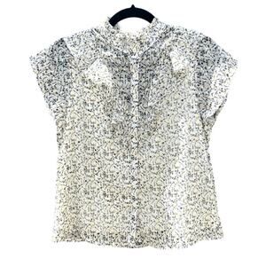 Walter Baker | Dainty Floral Print Ruffle Front Chiffon Blouse Top Size Med